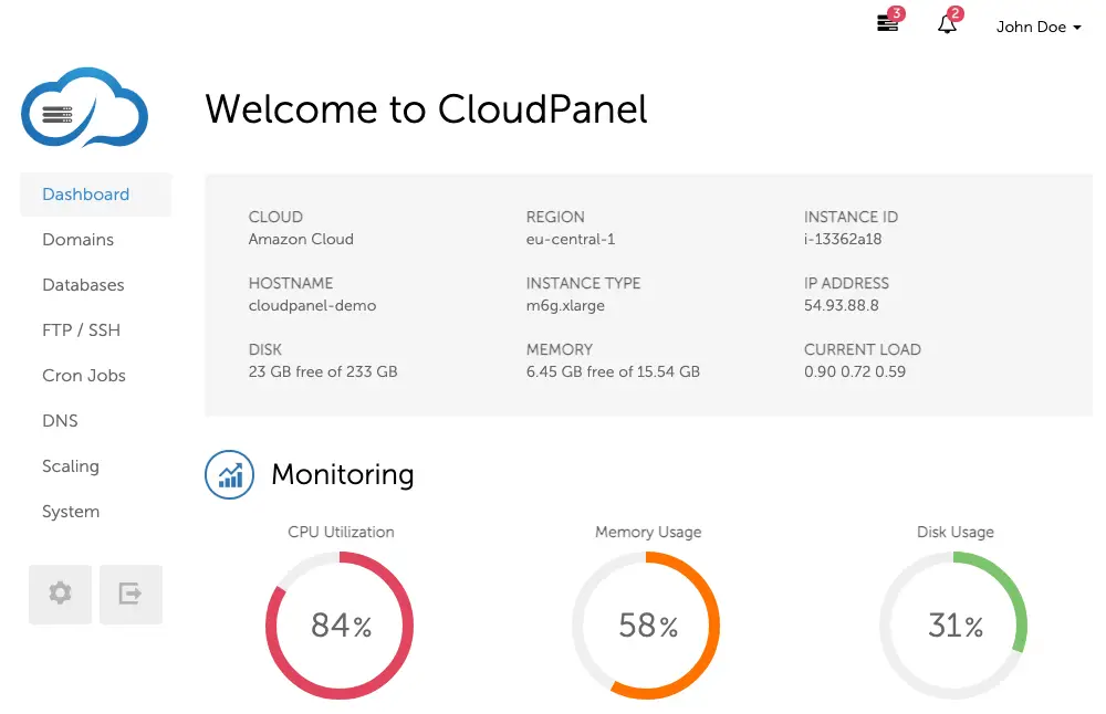 CloudPanel vs cPanel for AWS, Google Cloud, Azure, Hetzner, Contabo, OVH